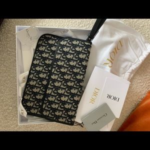 Dior Oblique flap pouch clutch Blue